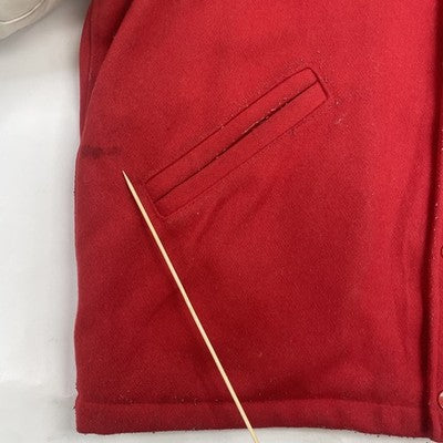 Vintage Sarnia Varsity Leather Wool Jacket Size 46 Red