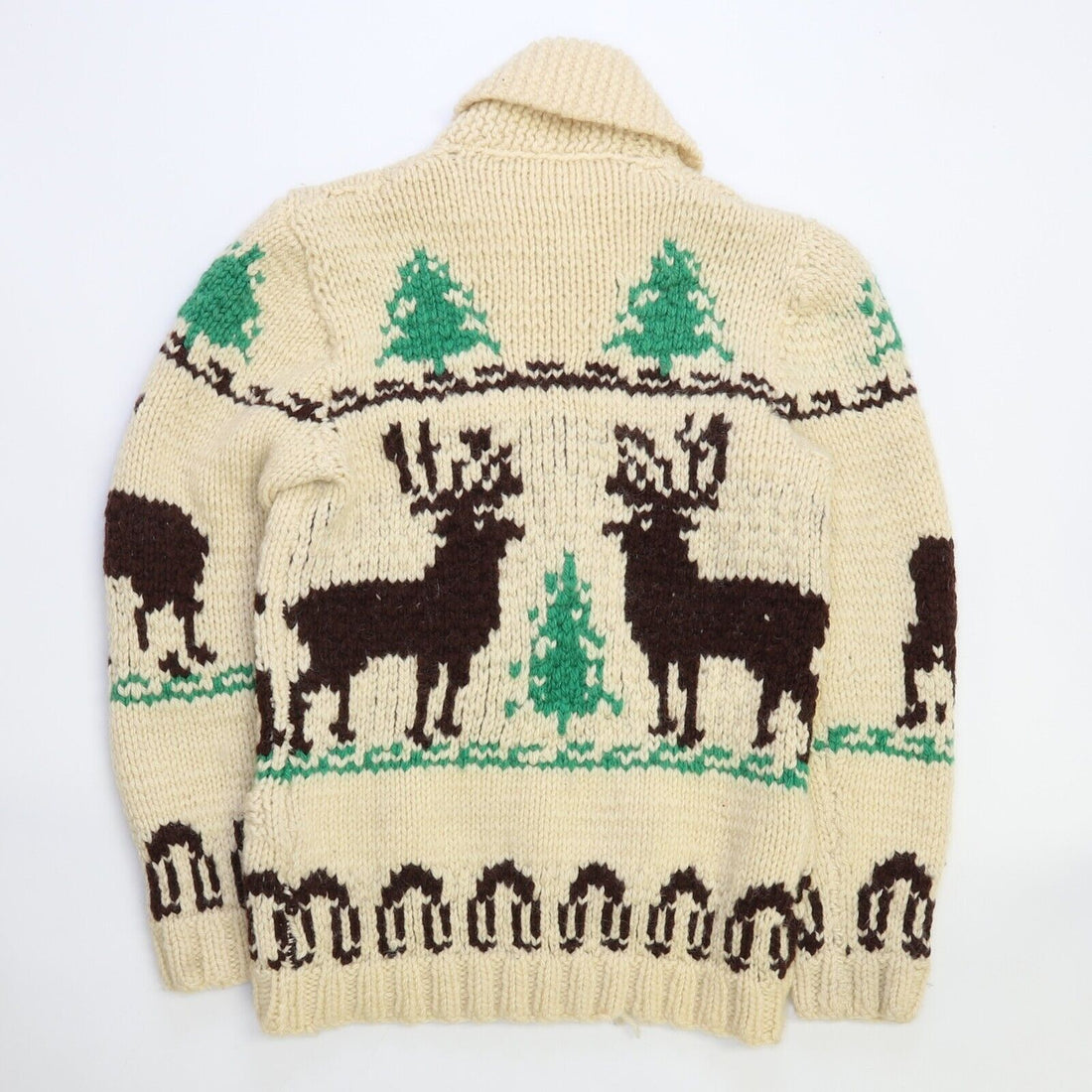 Vintage Deer Antler Wool Knit Cowichan Sweater Size Small