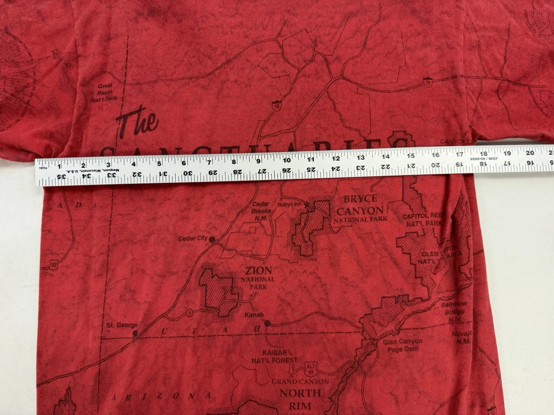 Vintage The Sanctuaries T-Shirt Size Medium Nature Map All Over Print