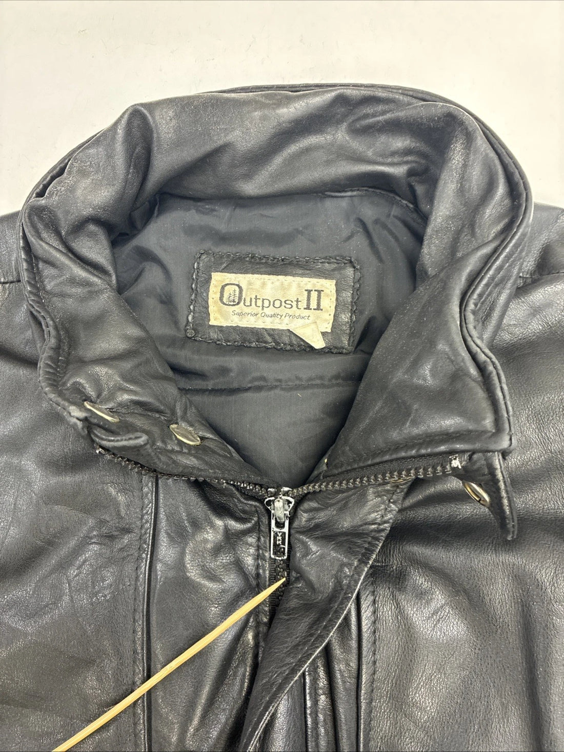 Outpost II Leather Bomber Jacket Size Large Black