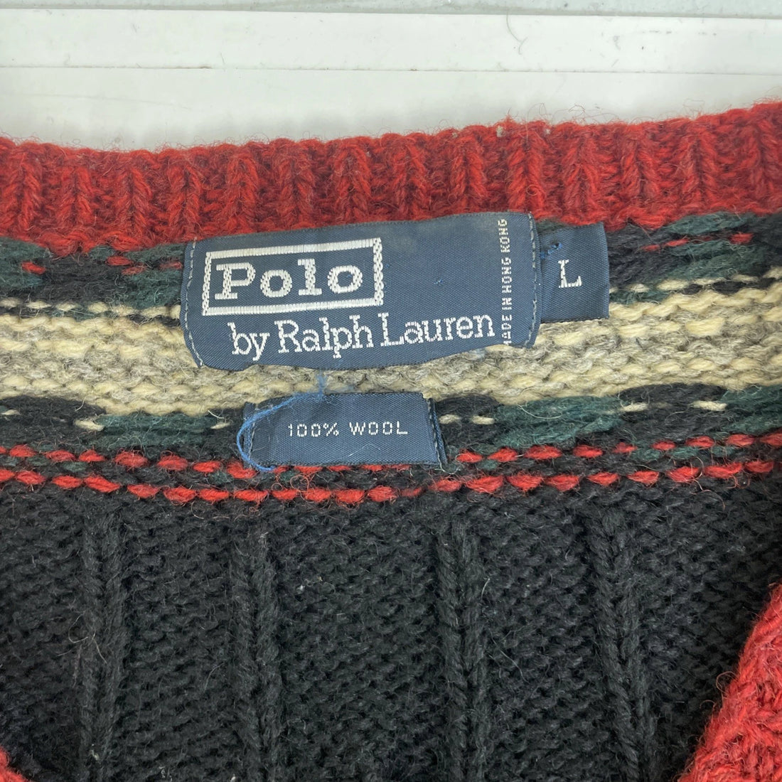 Vintage Polo Ralph Lauren Wool Knit V-Neck Sweater Size Large