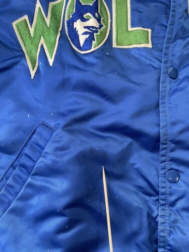 Vintage Minnesota Timberwolves Starter Satin Bomber Jacket Size Large NBA