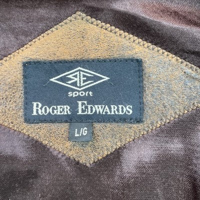 Vintage Roger Edwards Leather Bomber Jacket Size Large Brown