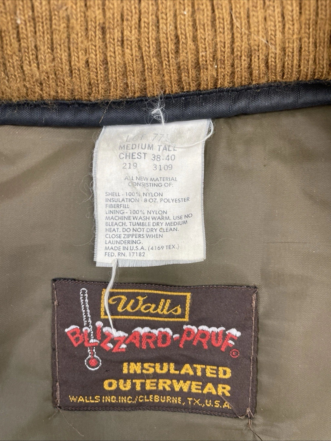 Vintage Walls Blizzard-Pruf Quilted Coat Jacket Size Medium Tall Brown
