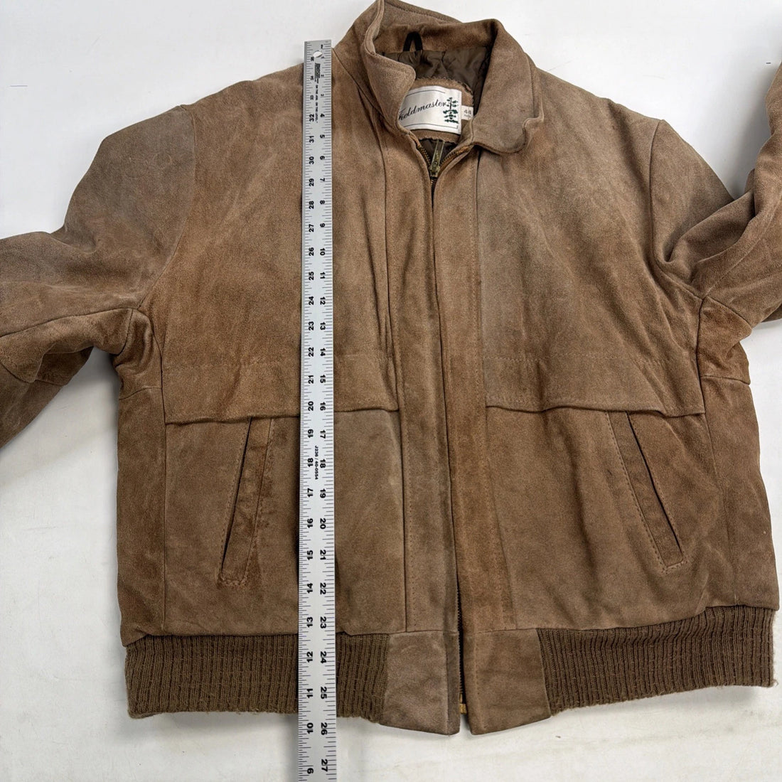 Vintage Fieldmaster Leather Suede Bomber Jacket Size 44 Brown