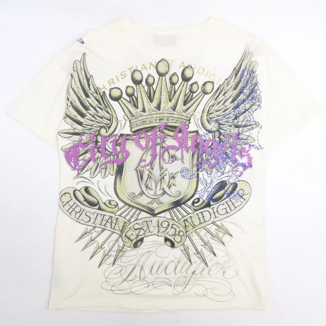 Christian Audigier Califas Native T-Shirt Size Large All Over Print Y2K