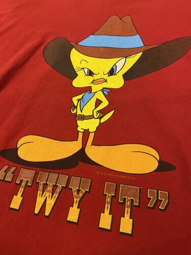 Vintage Tweety Bird Cowboy T-Shirt Size XL Red Looney Tunes 1993