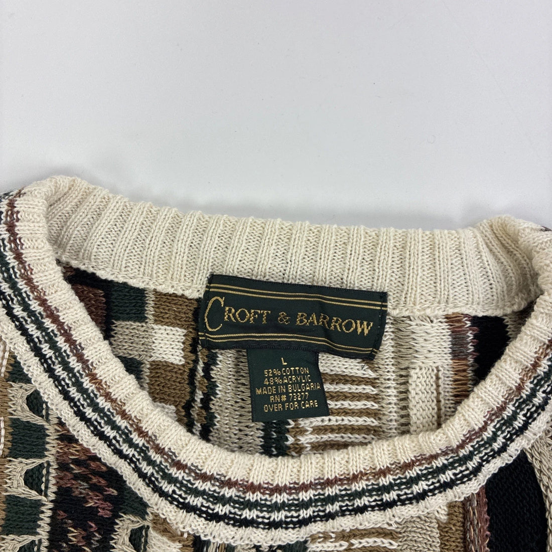 Vintage Croft & Barrow 3D Knit Crewneck Sweater Size Large