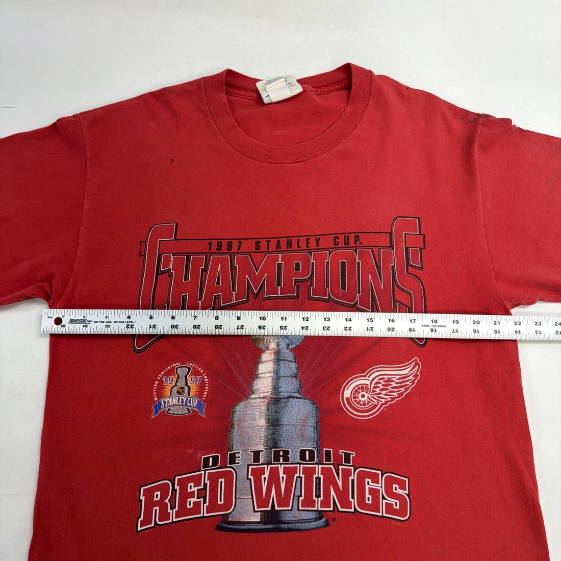 Vintage Detroit Red Wings Stanley Cup Champs T-Shirt Size Large 1997 90s NHL