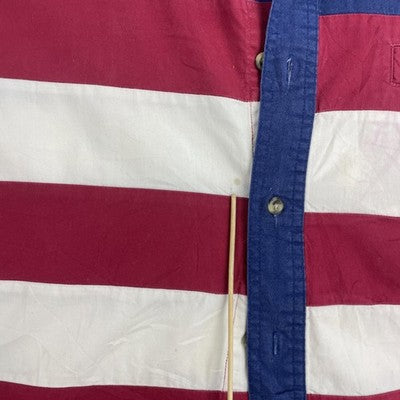 Vintage Wrangler Western USA Flag America Button Up Shirt Large All Over Print