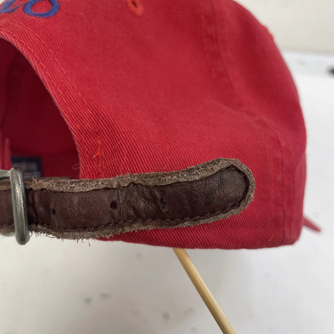 Vintage Polo Ralph Lauren Baseball Hat Cap Red Leather Strap