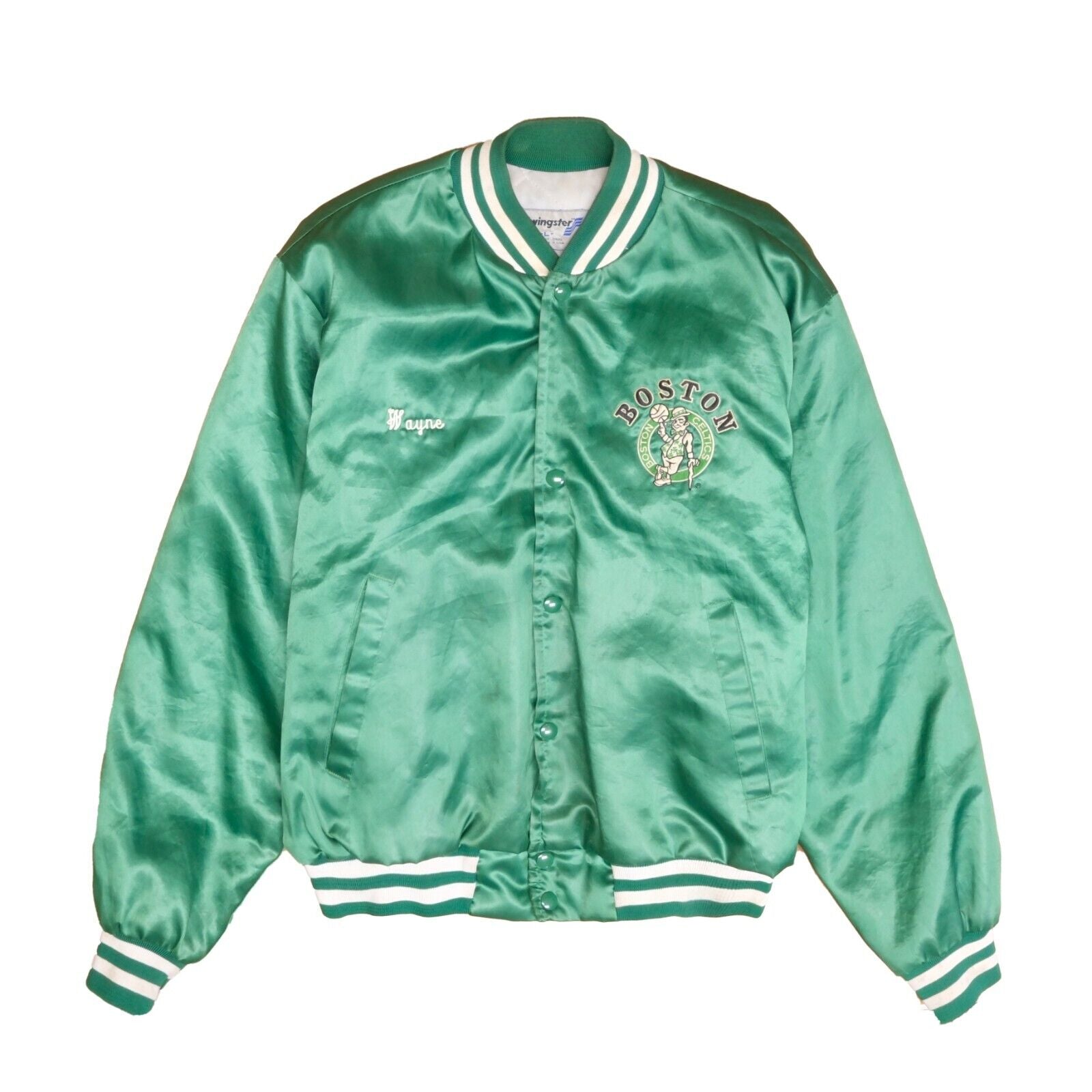 Vintage Boston Celtics Swingster Satin Bomber Jacket Size Large 90s NBA