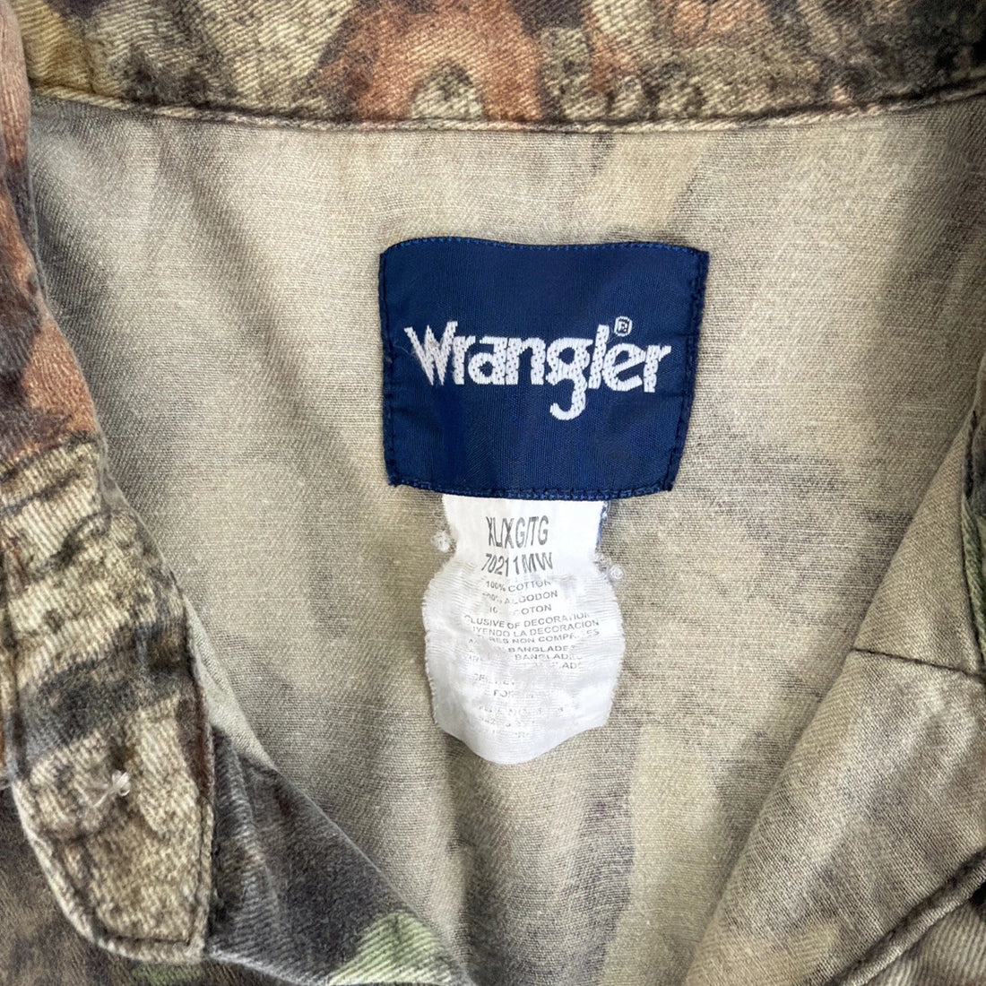 Vintage Wrangler Advantage Timber Camo Pearl Snap Shirt Size XL