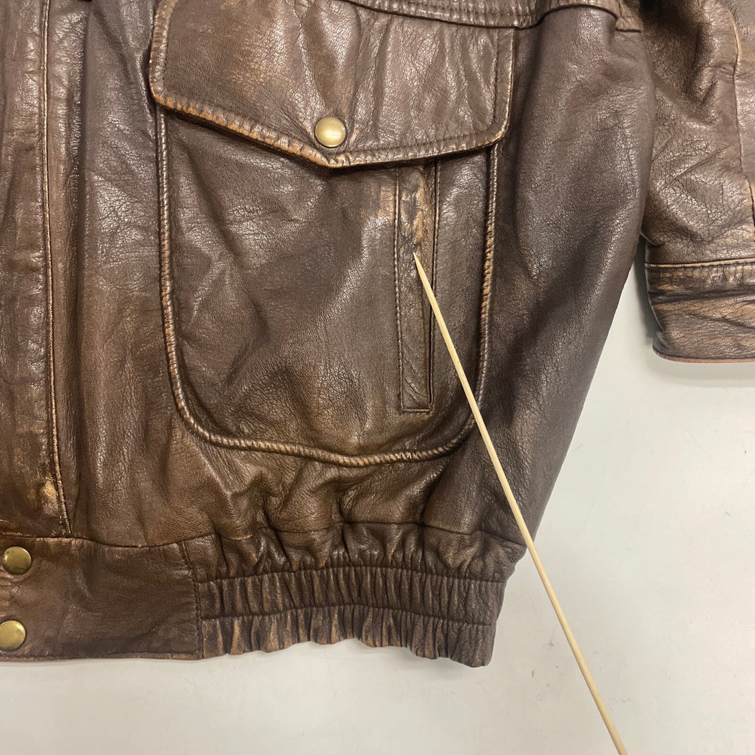 Vintage Map Lined Leather Bomber Jacket Size Large Brown