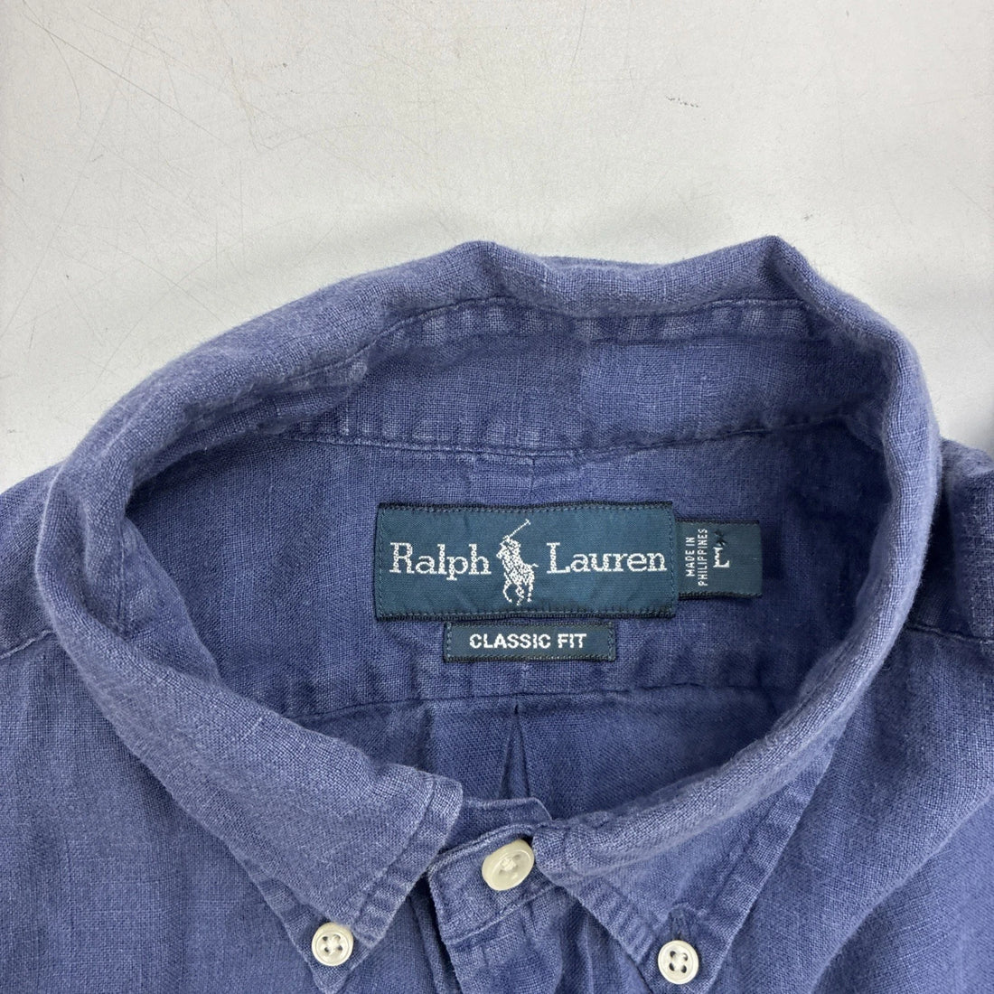 Vintage Ralph Lauren Short Sleeve Button Up Shirt Large Blue