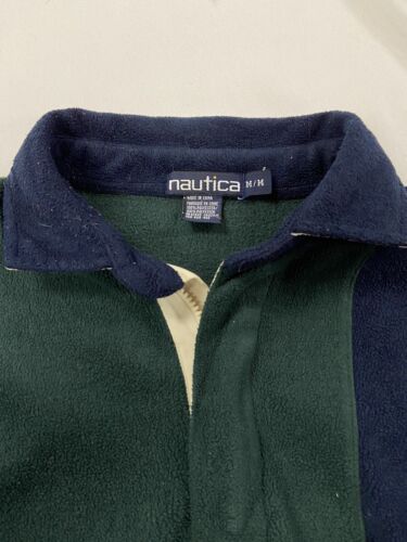 Vintage Nautica 1/4 Fleece Rugby Shirt Size Medium Green 90s