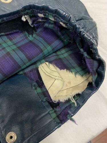 Vintage University Of Toronto Commerce Leather Varsity Jacket Medium Plaid Lined