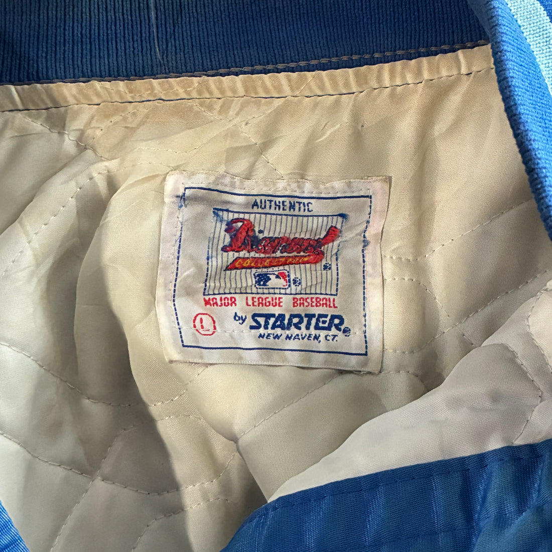 Vintage Starter Toronto Blue Jays Satin Bomber Jacket L 80s MLB