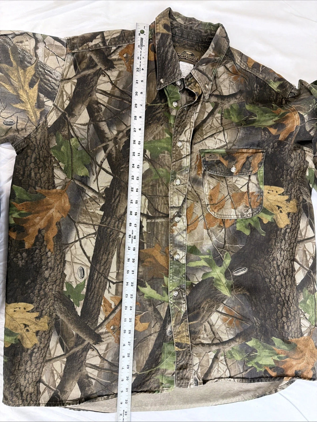 White Water Outdoors Realtree Hardwoods Camo Button Up Shirt Size XL