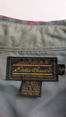 Vintage Eddie Bauer Wool Button Up Shirt Size Large Plaid