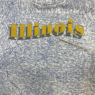 Vintage Illinois Map T-Shirt Size Medium All Over Print 90s