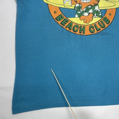 Vintage Garfield Beach Club T-Shirt Size Large Cartoon 90s