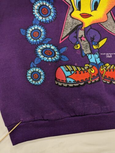 Vintage Tweety Bird Sweatshirt Crewneck Size XL Purple Looney Tunes 1995 90s