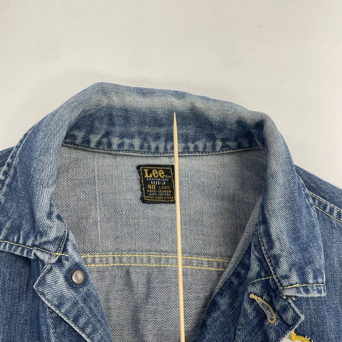 Vintage Lee Sanforized 101-J Denim Jacket 40 Long Union Made Patch PATD-153438