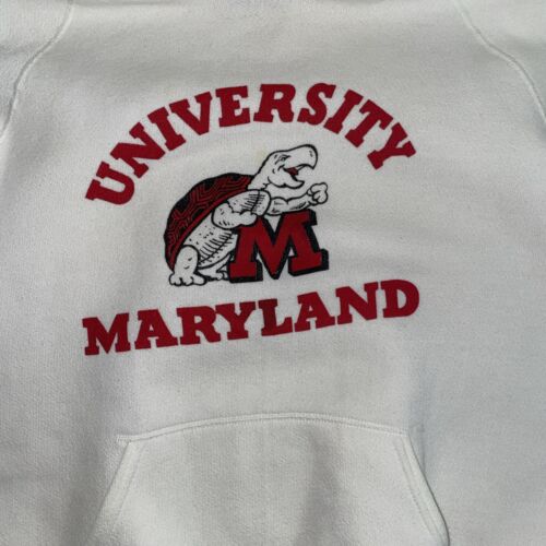 Vintage Maryland Terrapins Sweatshirt Hoodie Large Sleeve Spell Out 90s NCAA