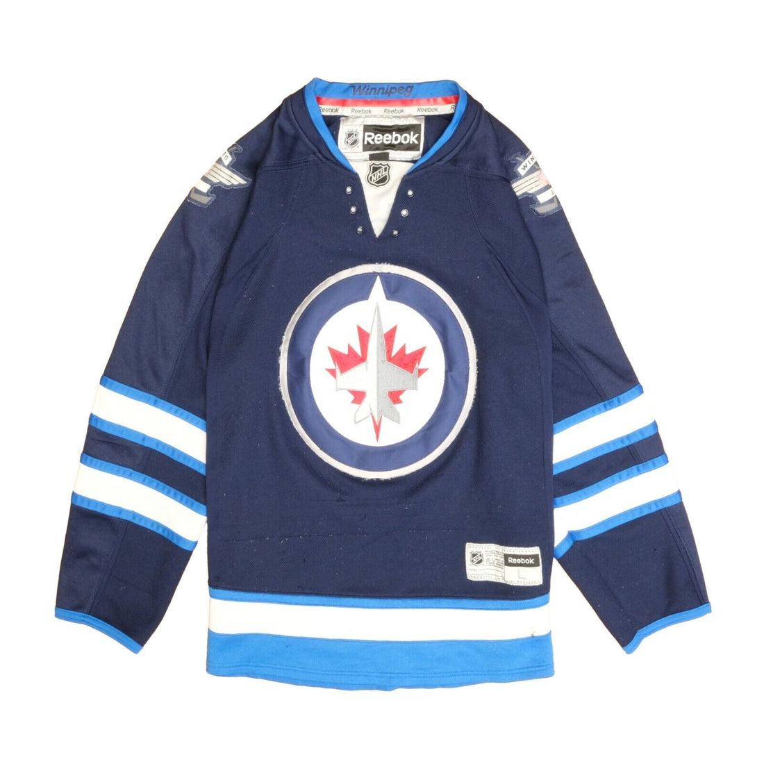 Winnipeg Jets Reebok Jersey Size Large Blue Lace Up NHL