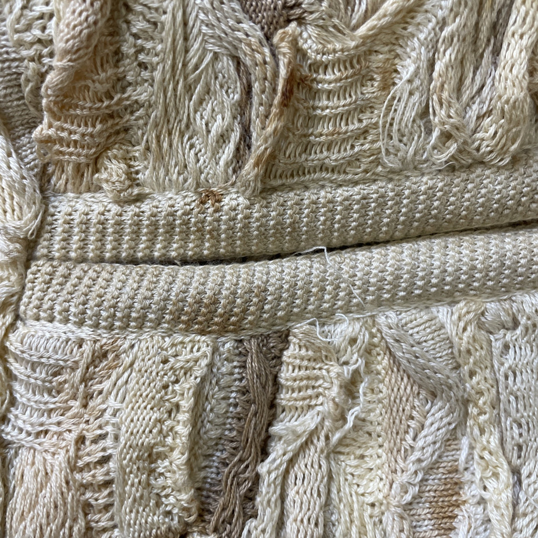 Vintage COOGI 3D Knit Toggle Coat Jacket Size XL Beige Cream