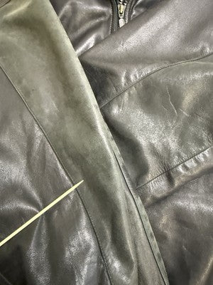 Vintage Leather Bomber Jacket Size Large Black