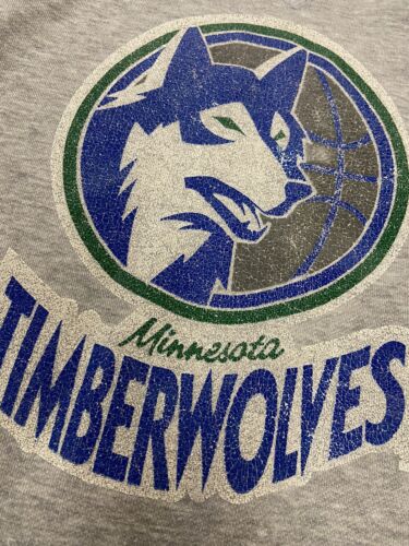 Vintage Minnesota Timberwolves Sweatshirt Crewneck Size XL Gray 90s NBA