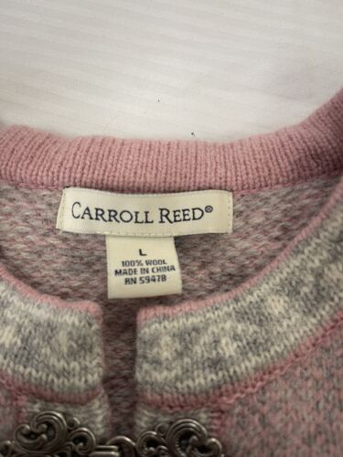 Vintage Carroll Reed Wool Knit Clasp Cardigan Sweater Women Size Large Pink