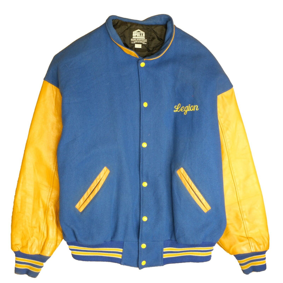 Vintage Legion Leather Wool Varsity Jacket Size 2XL Blue