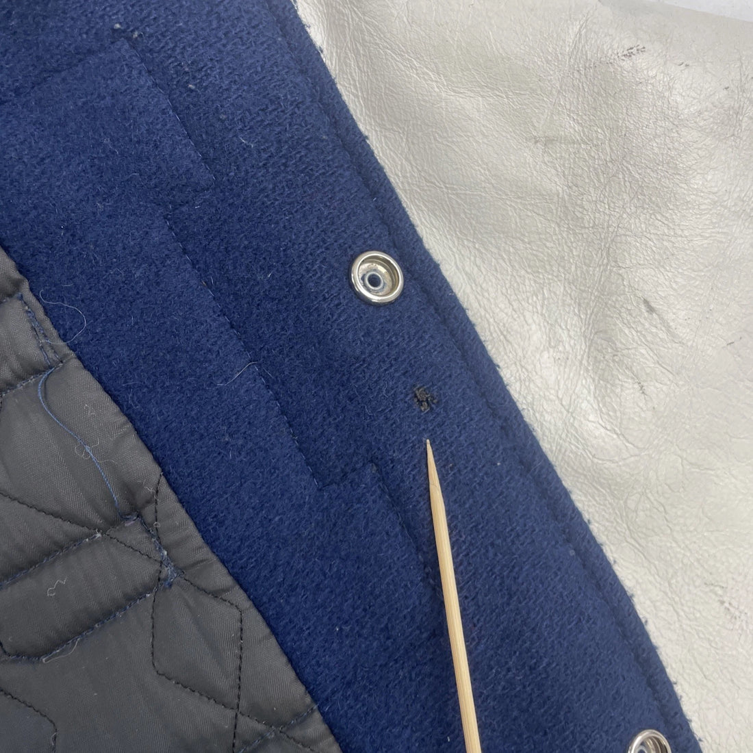 Vintage Andover Varsity Leather Wool Bomber Jacket Size 48 Blue 90s