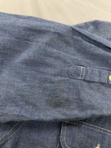 Vintage Tommy Jeans Flag Button Up DenimShirt Size Large Blue