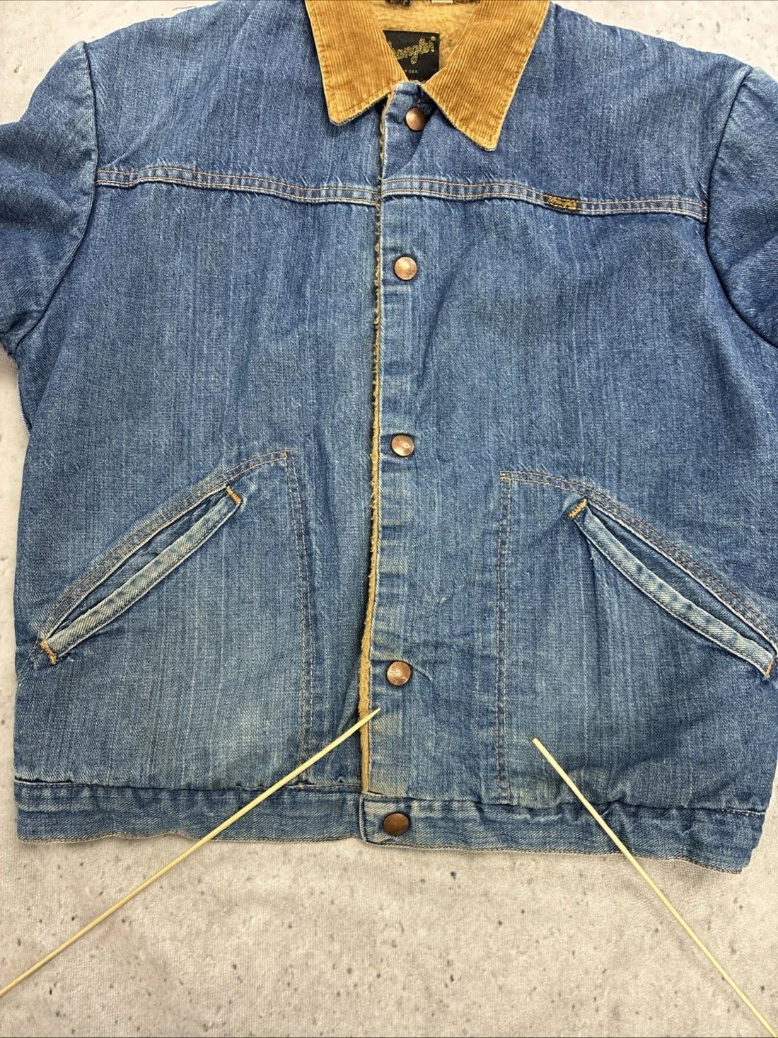 Vintage Wrangler Lined Denim Jacket Size 38 70s