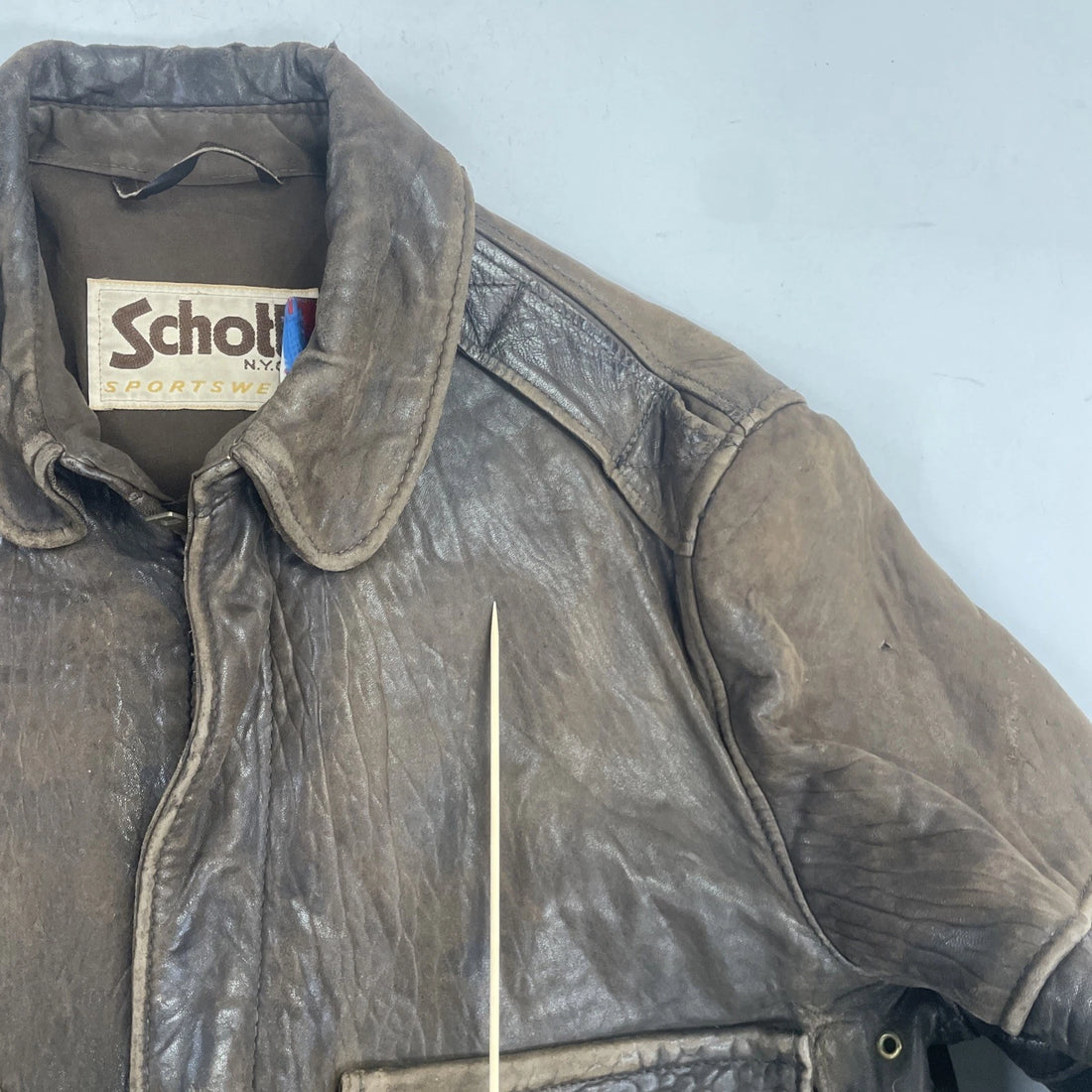 Vintage Schott NYC Leather Bomber Jacket Size 44 Brown