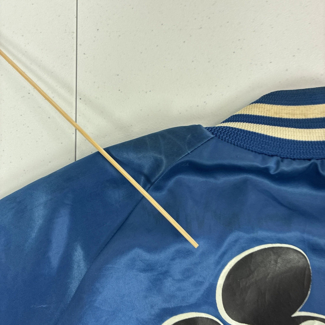 Vintage Mickey Mouse Disney Chalk Line Satin Bomber Jacket Size Large