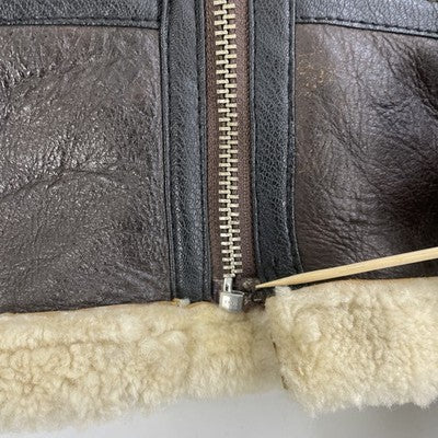 Sheepskin Shearling Leather Coat Jacket Size 2XL Brown