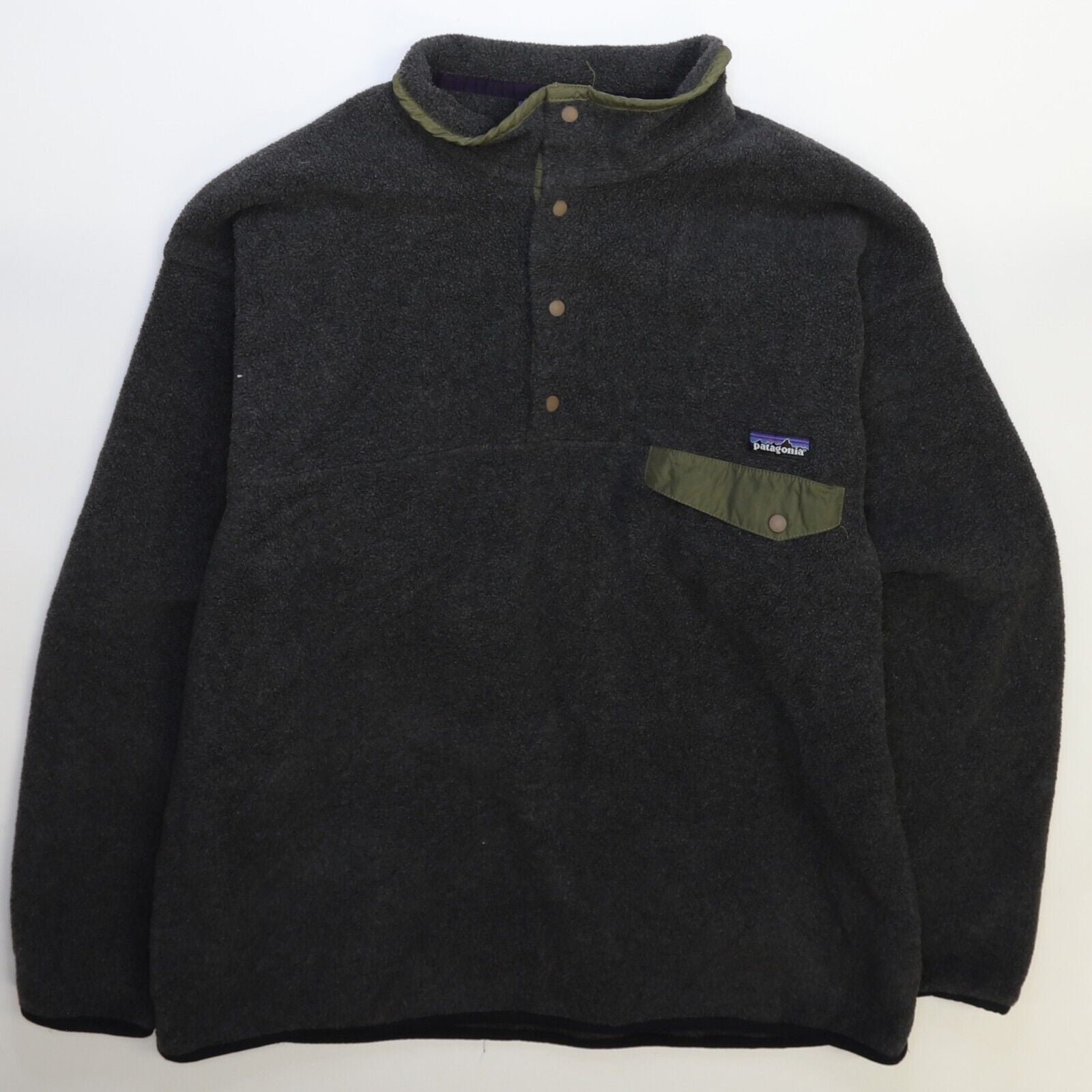 Vintage Patagonia Synchilla Snap T Fleece Jacket Size 2XL Gray Green Throwback Vault