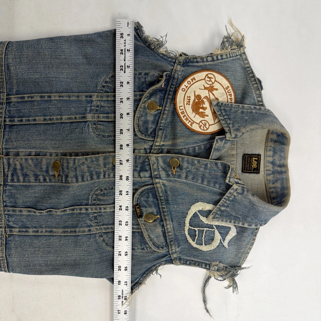Vintage David Bowie Lee Sanforized Denim Vest Jacket Small PATD 153438 Custom