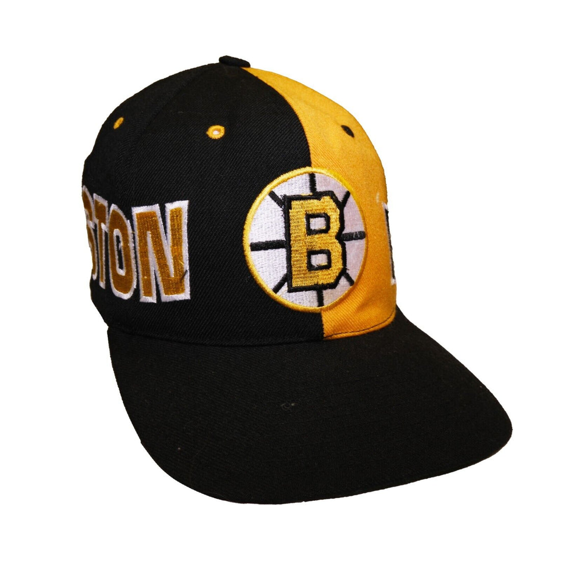 Vintage Boston Bruins Two Tone Wrap Around Snapback Hat Cap OSFA 90s NHL