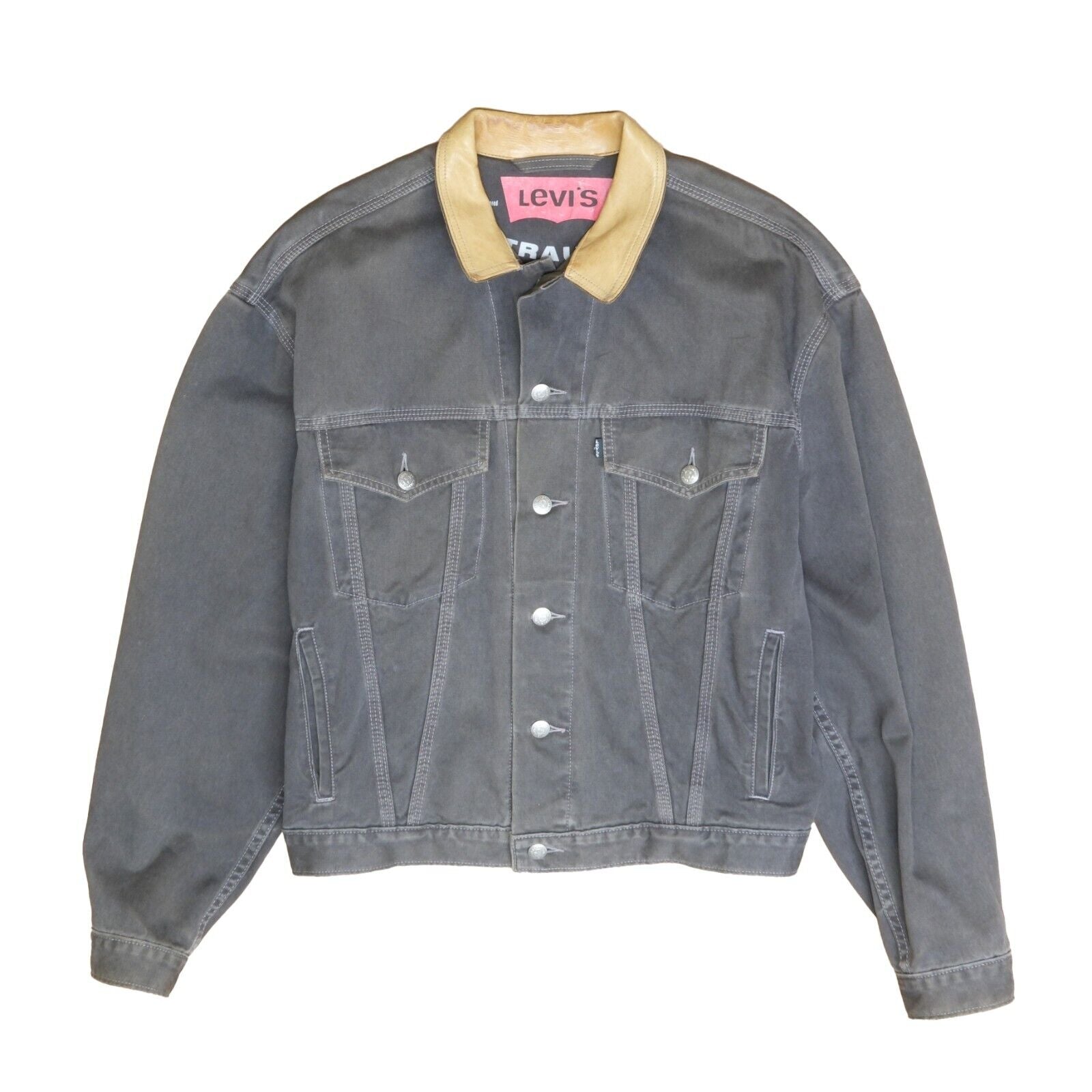 Levis denim sale jacket leather sleeves