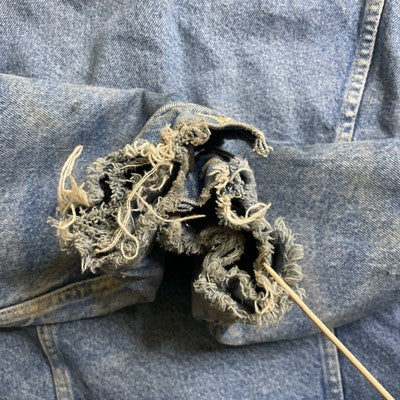 Vintage Lee PATD-153438 Denim Trucker Jacket Size 40L Blanket Lined Distressed