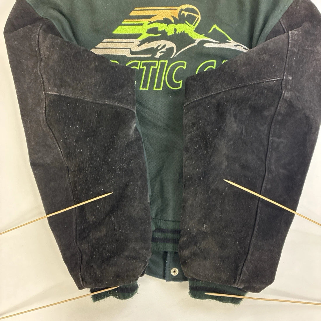 Vintage Arctic Cat Bounty Hunter Suede Wool Varsity Jacket Size Large