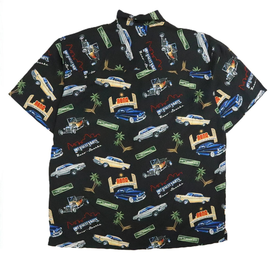 Hot August Nights Auto Cars Button Up Shirt Size XL All Over Print