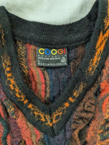 The Italian sweater co. Coogi Type Ribbed 3D Knit newest Multi color Sweater Sz L