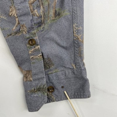 Vintage Woolrich Wolf Button Up Shirt Size XL Nature All Over Print
